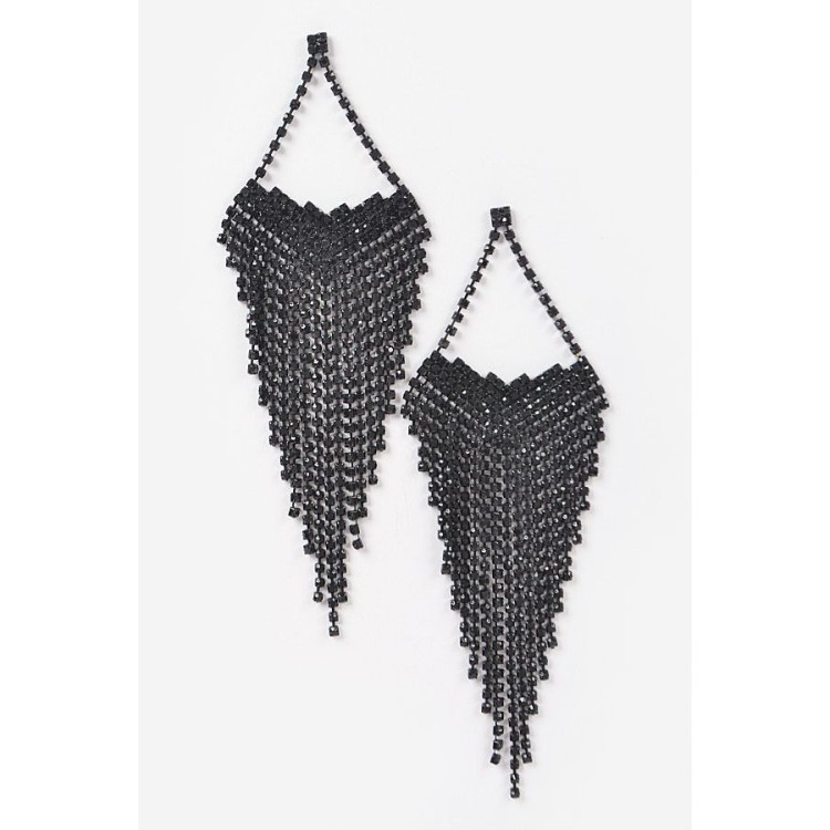 ARETES TIRAS CRISTAL NEGRO