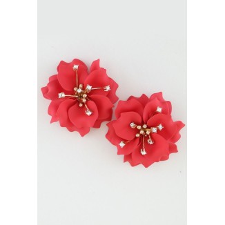 ARETES FLOR ROJA