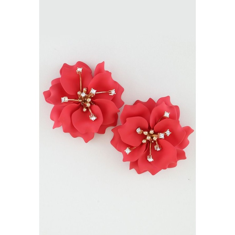 ARETES FLOR ROJA