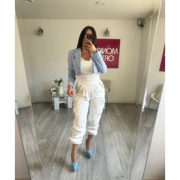 BLAZER CROPPED CRISTAL AZUL 
