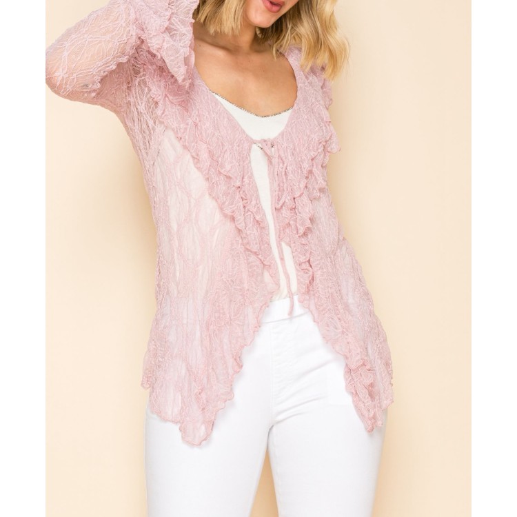BLUSA ENCAJE ROSA OLANES