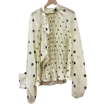 BLUSA GLOBO BEIGE POLKA