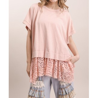 BLUSA ROSA TIRA BORDADA 