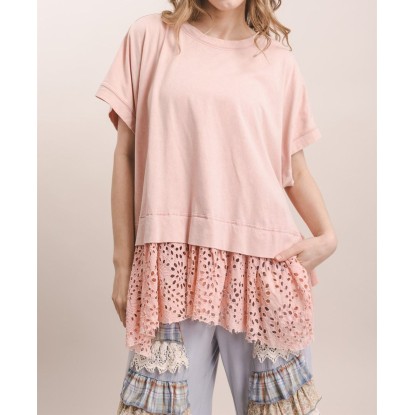 BLUSA ROSA TIRA BORDADA 
