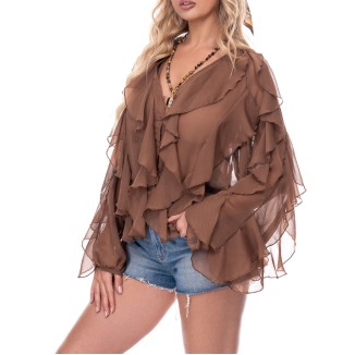 BLUSA RUFFLES CAFE