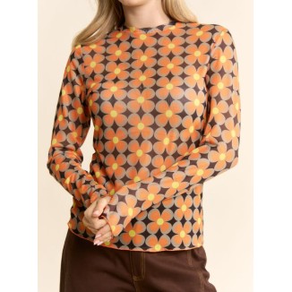 BLUSA CAFE MULTI FLOR MESH
