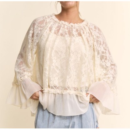 BLUSA ENCAJE CREMA