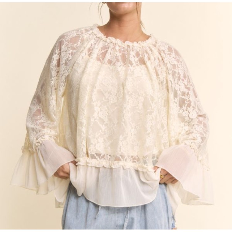 BLUSA ENCAJE CREMA