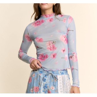 BLUSA MESH FLORES AZUL