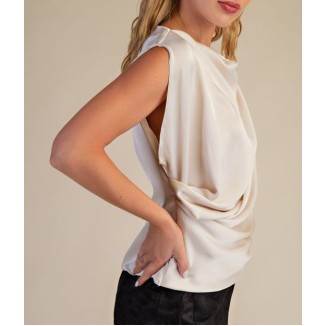 BLUSA PLISADO SATIN BEIGE