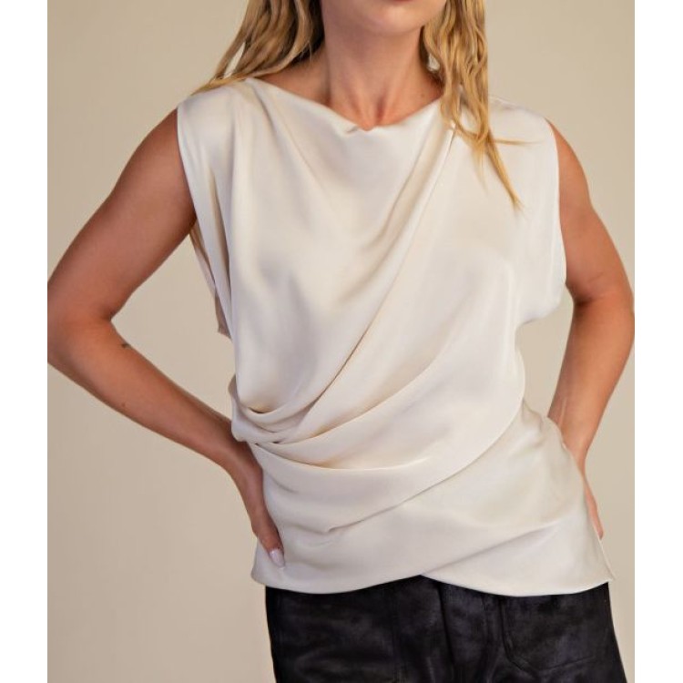 BLUSA PLISADO SATIN BEIGE