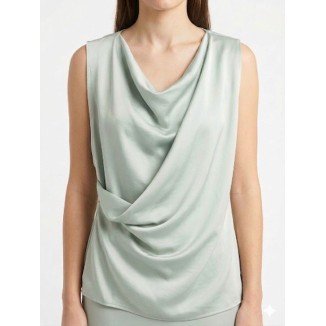 BLUSA AZUL PLISADO SATIN