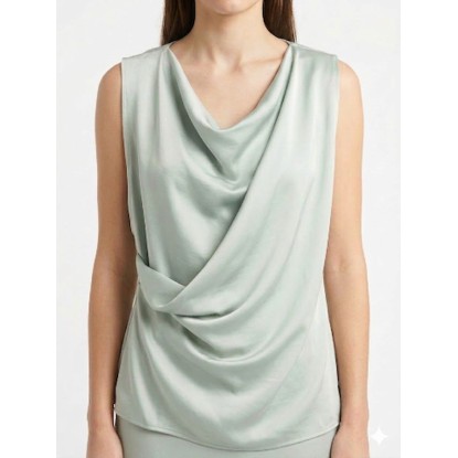 BLUSA AZUL PLISADO SATIN