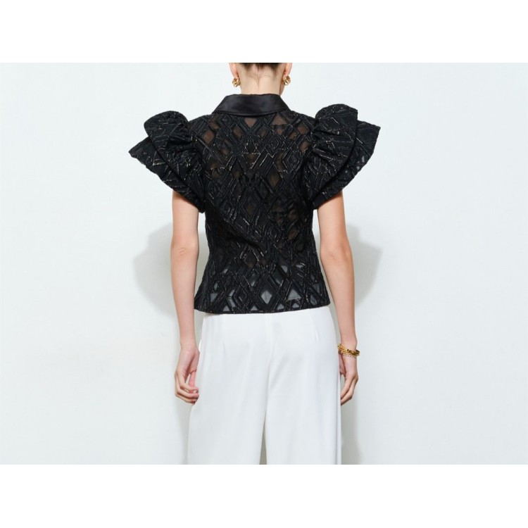 BLUSA MANGA GLOBO NEGRA