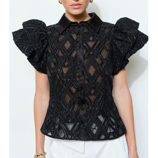 BLUSA MANGA GLOBO NEGRA