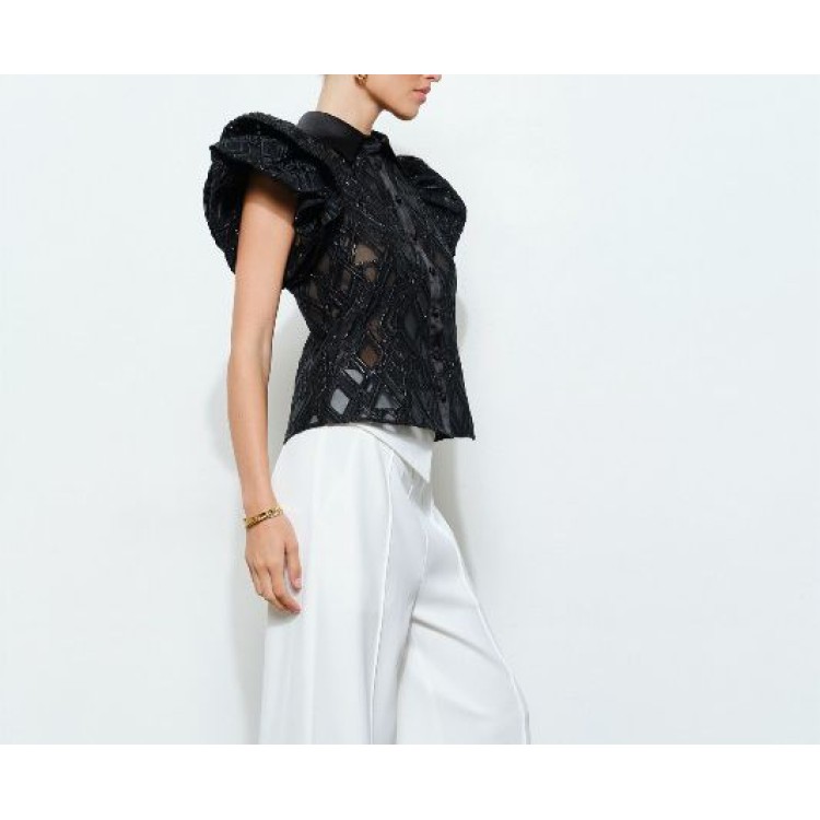 BLUSA MANGA GLOBO NEGRA