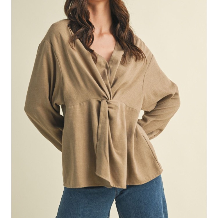 BLUSA CRUZADA TAUPE