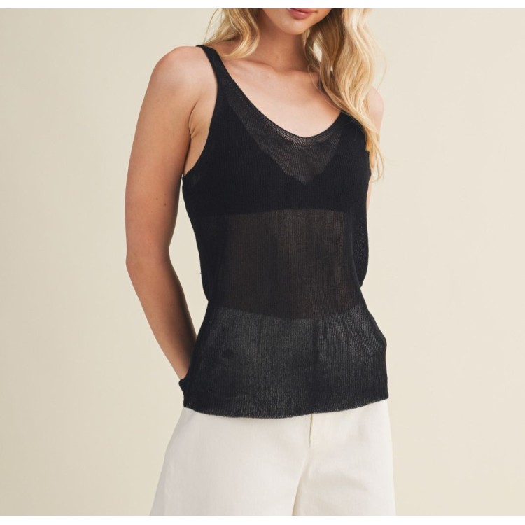 BLUSA DE PUNTO SOLIDA NEGRA
