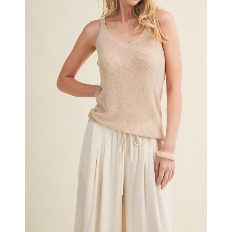BLUSA DE PUNTO SOLIDA TAUPE