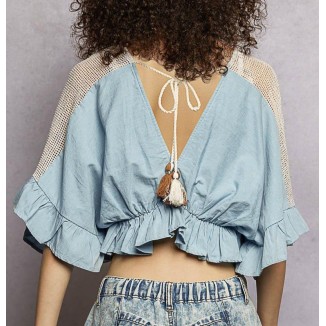 BLUSA CROP DENIM BOHO