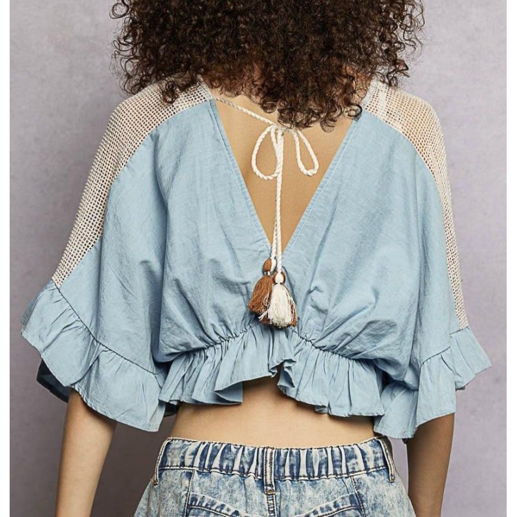 BLUSA CROP DENIM BOHO