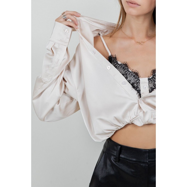 BLUSA CHAMPAGNE CROP SATIN