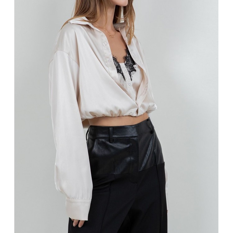 BLUSA CHAMPAGNE CROP SATIN