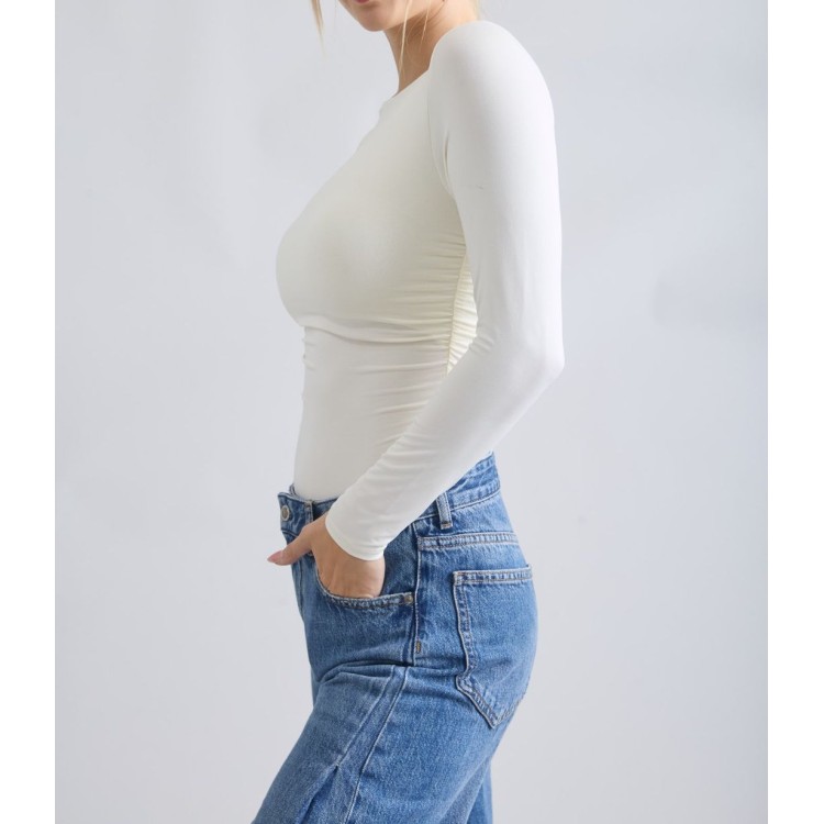 BLUSA BASICA CREMA MANGA LARGA