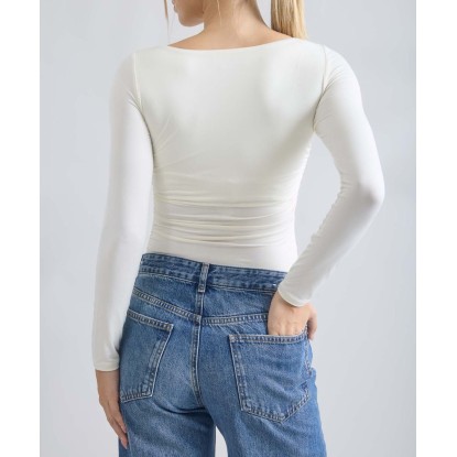 BLUSA BASICA CREMA MANGA LARGA