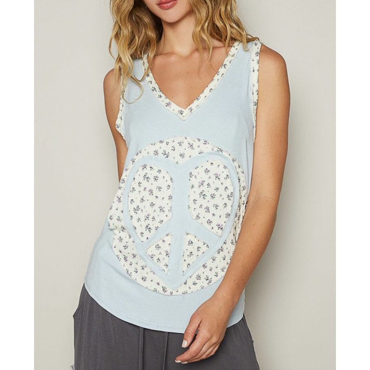 BLUSA MUSCULOSA AMOR Y PAZ AZUL