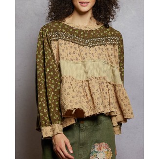 BLUSA OLIVO MIX FLORES