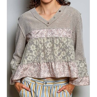 BLUSA OLIVO OLAN FLORES CROCHET
