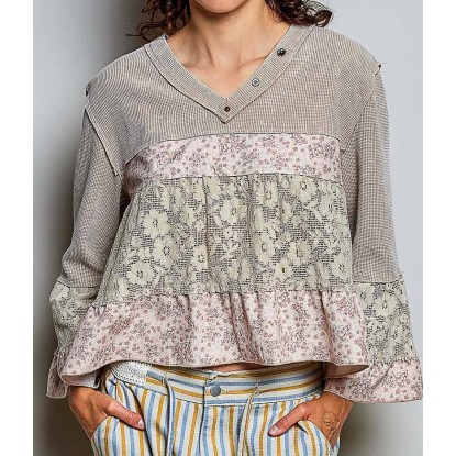 BLUSA OLIVO OLAN FLORES CROCHET