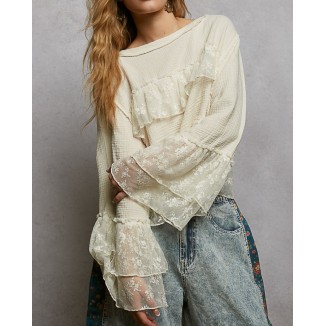 BLUSA MANGAS OLANES BEIGE