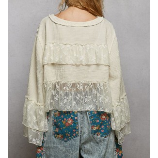 BLUSA MANGAS OLANES BEIGE