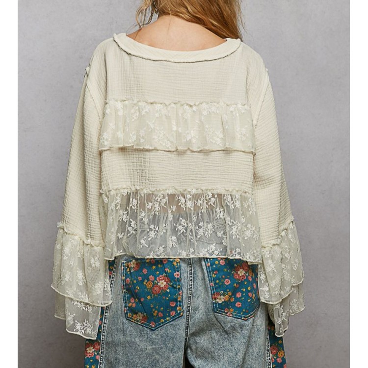 BLUSA MANGAS OLANES BEIGE