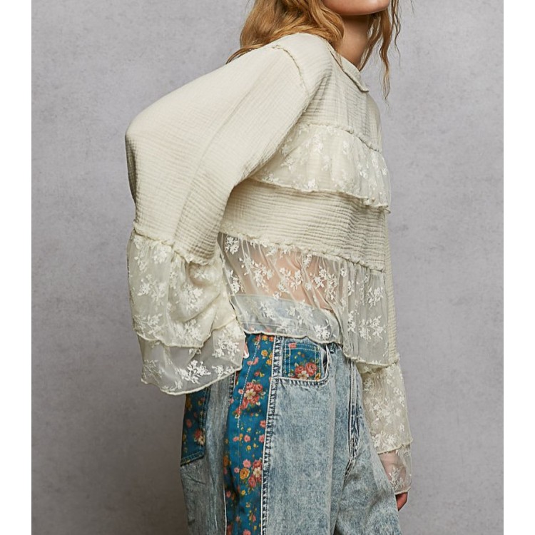 BLUSA MANGAS OLANES BEIGE