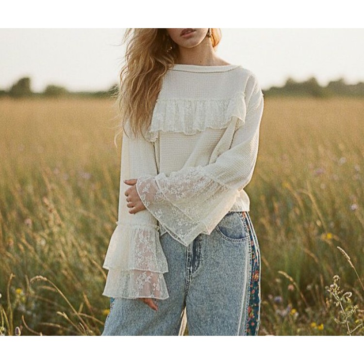 BLUSA MANGAS OLANES BEIGE