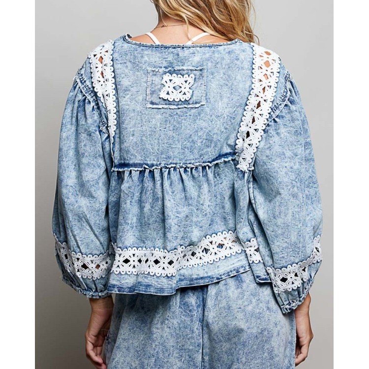 BLUSA DENIM CROCHET