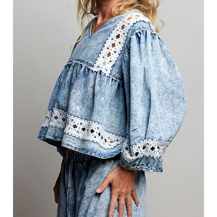 BLUSA DENIM CROCHET