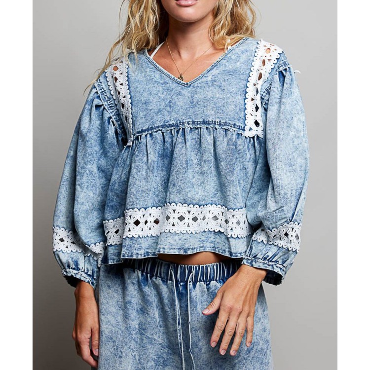 BLUSA DENIM CROCHET