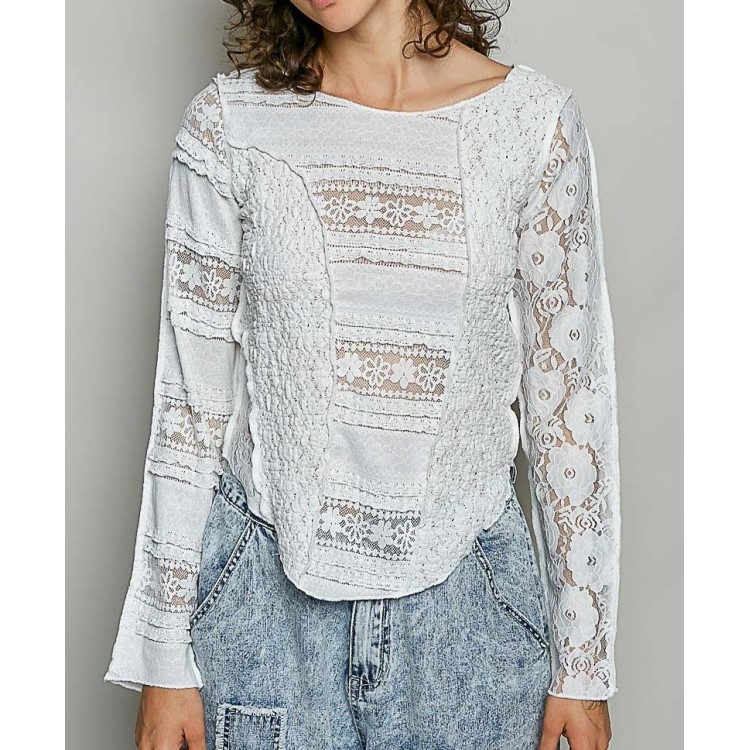 BLUSA MANGA CROCHET BLANCO