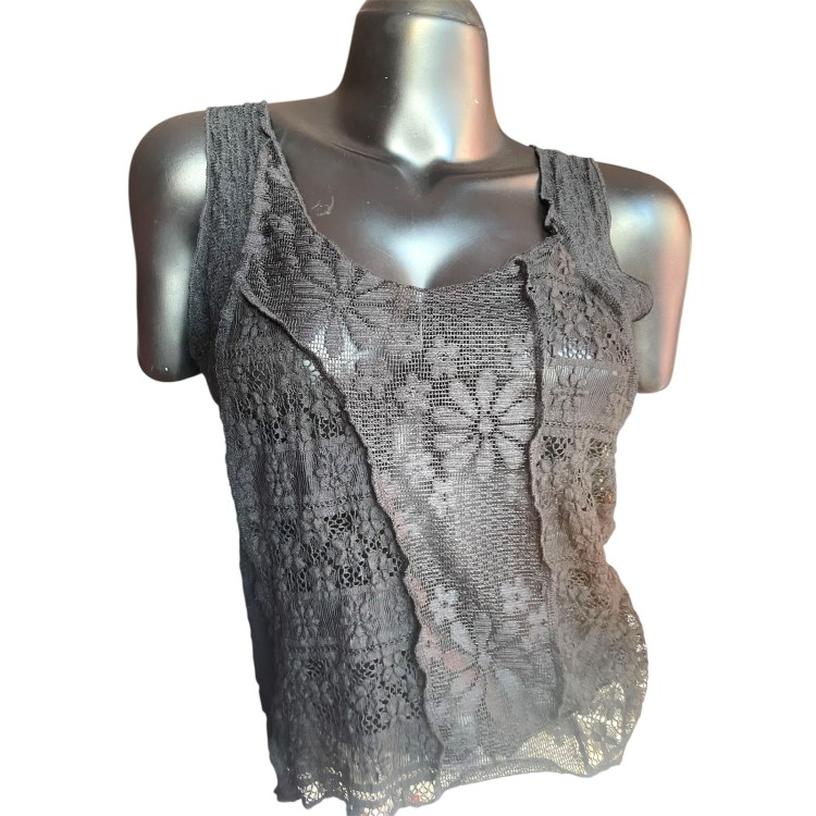 BLUSA MUSCULOSA ENCAJE NEGRO