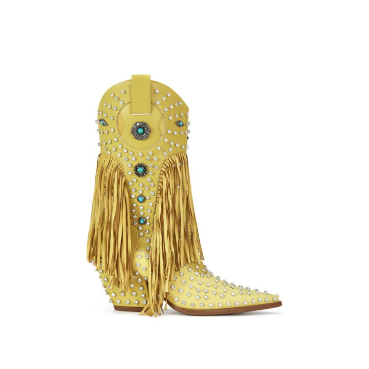 BOTA CORTA FLECOS AMARILLA