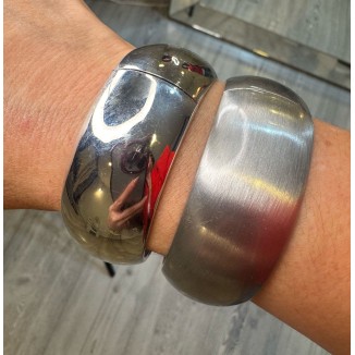 2 BRAZALETES PLATA PULIDO Y CROMADO