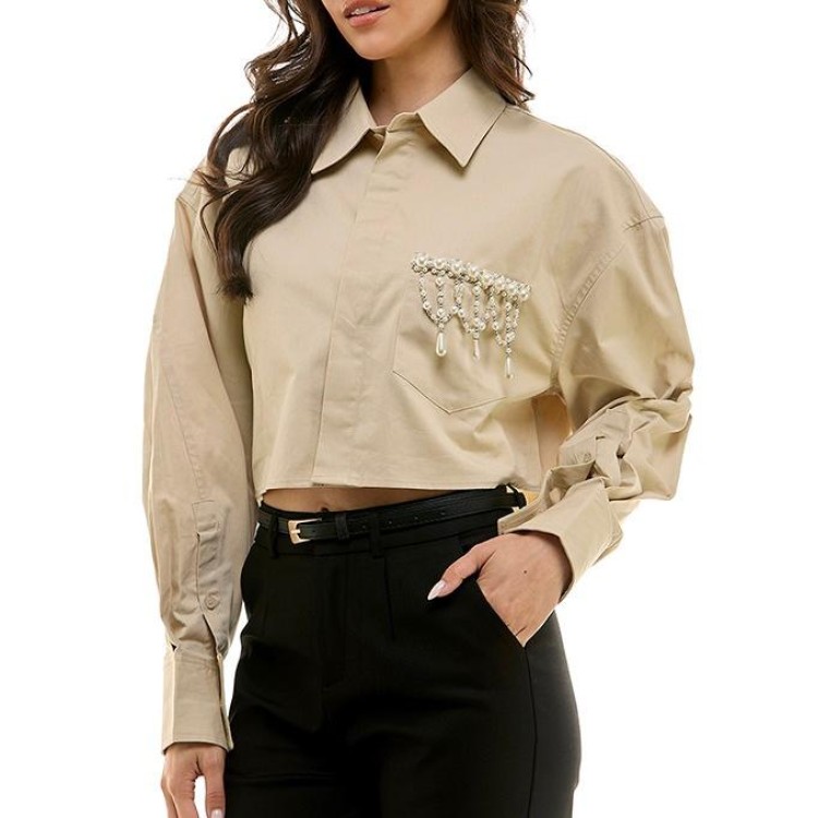 CAMISA MOKA BOLSA PERLAS 