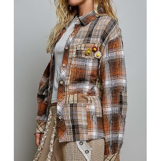CAMISA CHOCO CUADROS FLOR