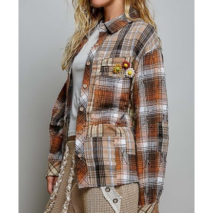 CAMISA CHOCO CUADROS FLOR
