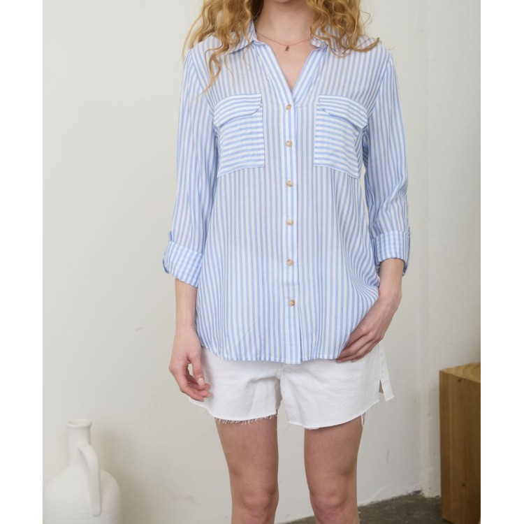 CAMISA RAYAS AZUL REGULAR