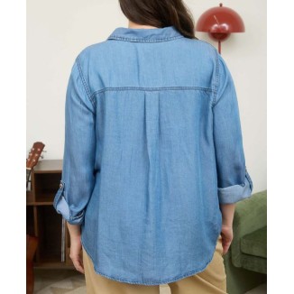 CAMISA DENIM BOTON MADERA